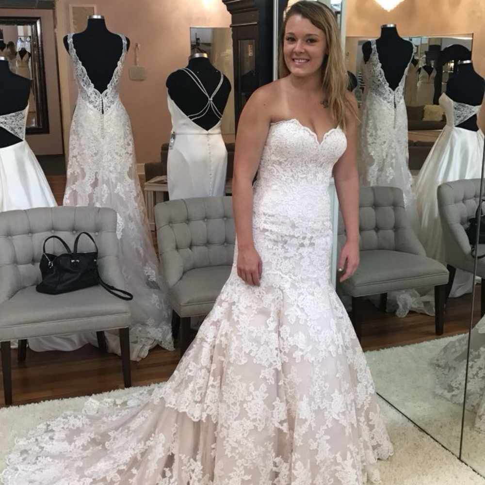 Allure Bridals Cream Lace Wedding Gown